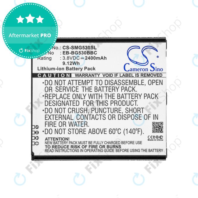 Battery for Samsung Galaxy J3, 2400mAh, Li-Ion, 3.8V, EB-BG530BBC, HQ