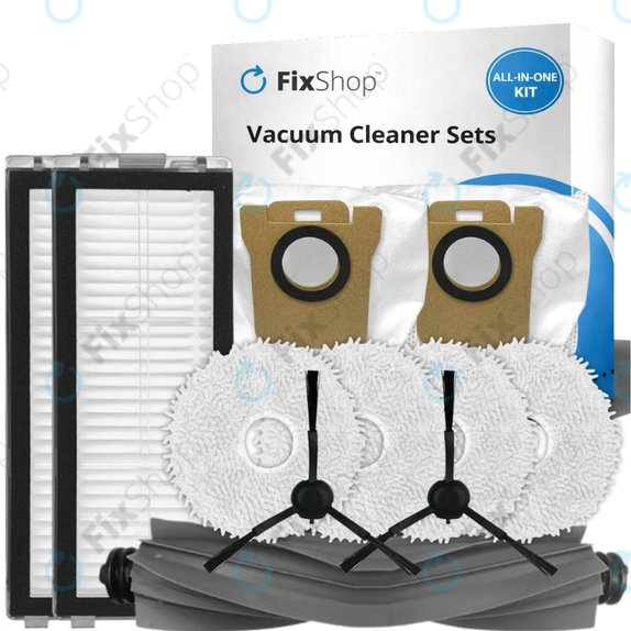 Replacement set for Xiaomi Dreame L20 Ultra, X20 Pro, X20 Pro Plus (1x Main brush, 2x Filter, 2x Side brush - Black, 4x Mop cloth, 2x Dust bag)