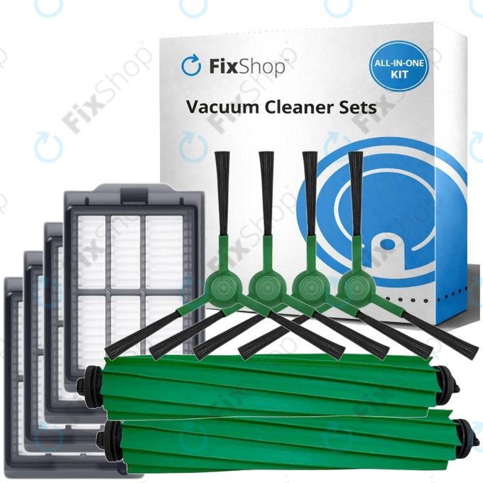 Replacement set for iRobot Roomba Plus 405 Combo, 505 Combo (2x Main brush, 4x Filter, 4x Side brush)