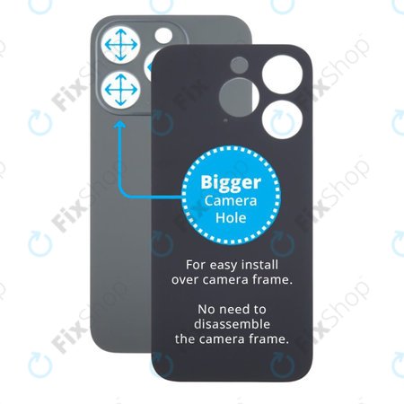Apple iPhone 15 Pro - Rear Housing Glass with Bigger Camera Hole (Black Titanium)