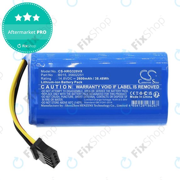 Battery for Hoover HGO31, HGO32, HGO33, 2600mAh, Li-Ion, 14.8V, B015, HQ