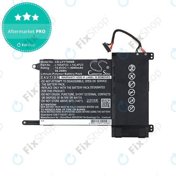 Battery for Lenovo Eraser Y700, IdeaPad Y700, 4000mAh, Li-Pol, 14.8V, L14S4P22, HQ