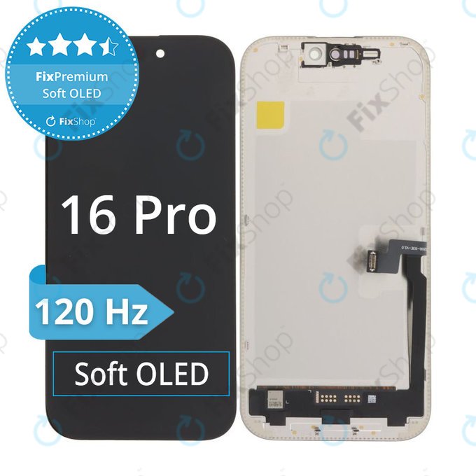 Display Soft OLED 120Hz for iPhone 16 Pro, Touch Screen with Frame, FixPremium