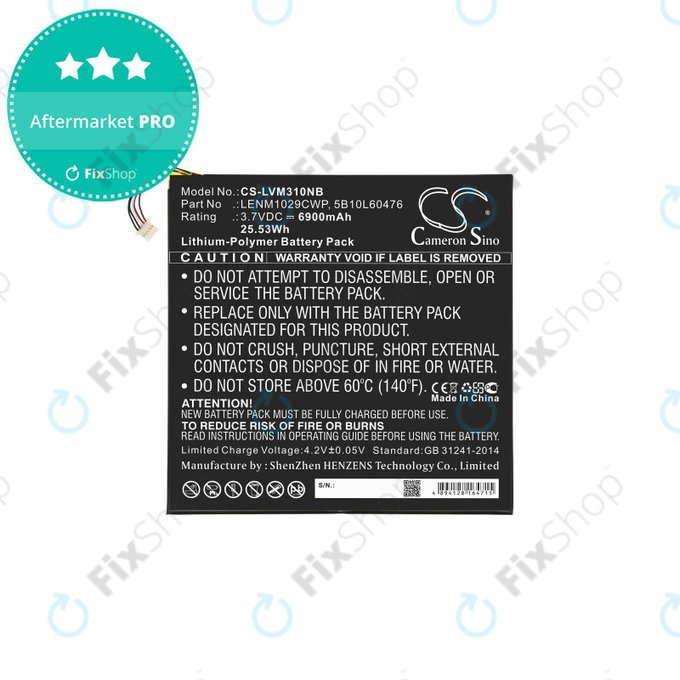 Battery for Lenovo Miix 300, Miix 310, 6900mAh, Li-Pol, 3.7V, LENM1029CWP, HQ