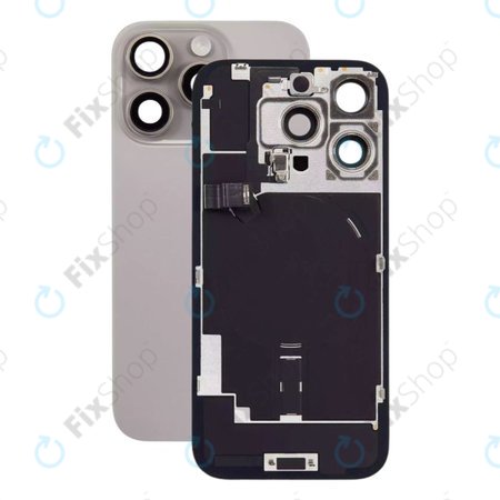 Apple iPhone 16 Pro - Rear Housing Glass + Camera Lens + Metal Plate + Magsafe Magnet (Natural Titanium)