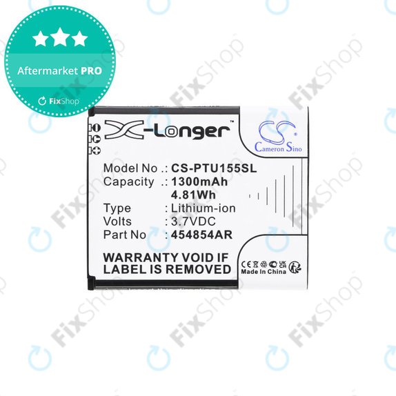 Battery for Panasonic Kx-Tu150, Kx-Tu150exr, 1300mAh, Li-Ion, 3.7V, 454854AR, HQ