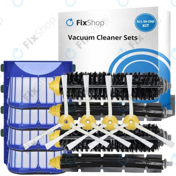 Replacement set for iRobot Roomba 500, 600-series (2 pairs of Main brushes, 4x Filter, 4x Side brush)