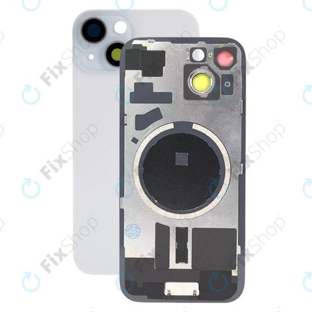 Apple iPhone 15 - Rear Housing Glass + Camera Lens + Metal Plate + Magsafe Magnets (Blue)