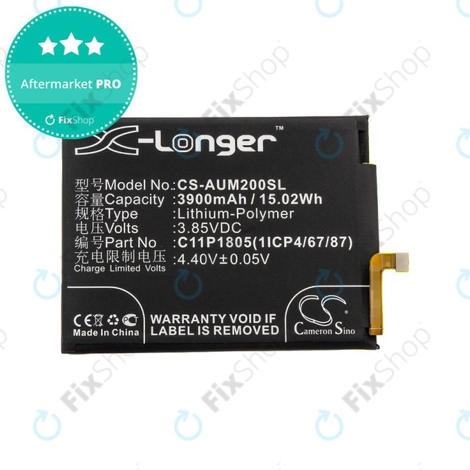 Battery for Asus Zenfone Max M2, 3900mAh, Li-Pol, 3.85V, C11P1805 (1ICP4/67/87), HQ