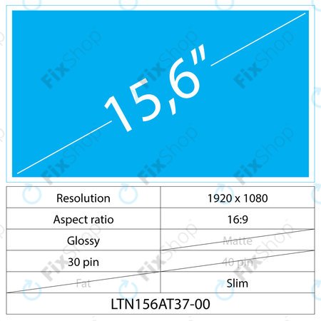 15.6 LCD Slim Glossy 30 pin Full HD