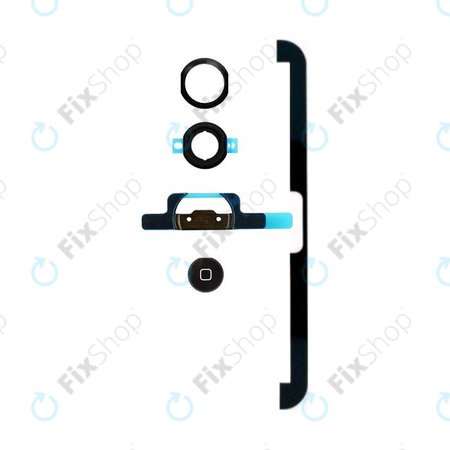 Apple iPad Mini, Mini 2 - Home Button + Flex Cable + Bracket + Plastic Circle + Gasket (Black)