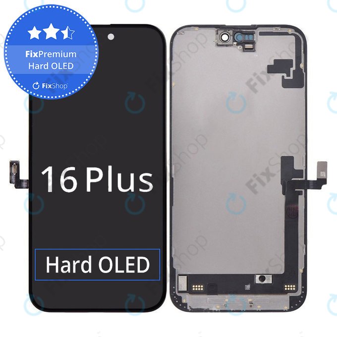 Display Hard OLED for iPhone 16 Plus, Touch Screen with Frame, FixPremium