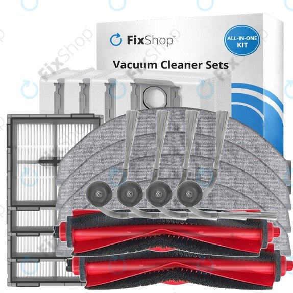 Replacement set for Xiaomi Roborock Q10 VF, Q10 VF+, S8 Pro, S8 Pro Plus (2x Main brush, 4x Filter, 4x Side brush, 4x Mop cloth, 4x Dust bag)