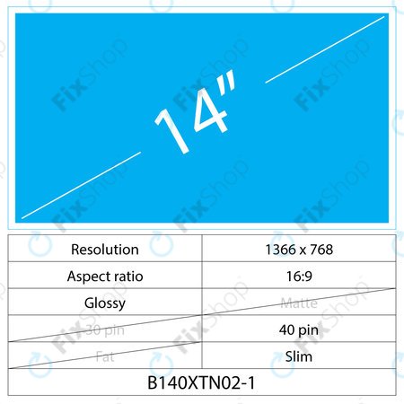 14 LCD Slim Glossy LED 40 pin