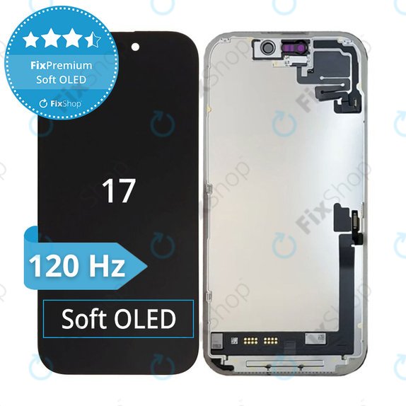 Display Soft OLED 120Hz for iPhone 17, Touch Screen with Frame, DIAGNOSTIC