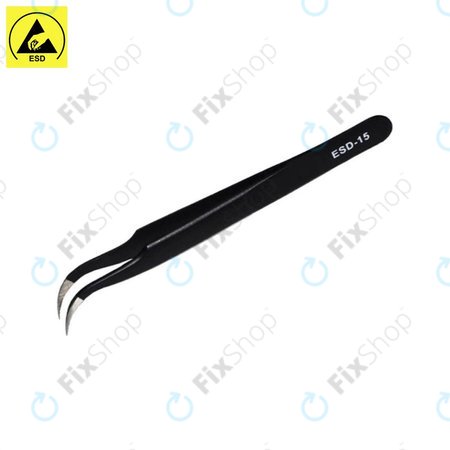 Vetus ESD-15 - Antistatic Metal Tweezer with Curved Tip (120mm)