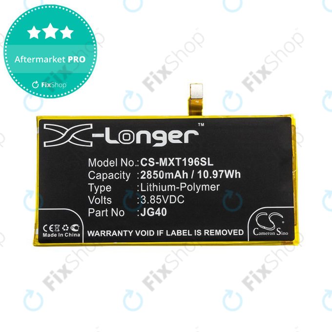 Battery for Motorola Moto G7 Plus, G7 Plus DS, 2850mAh, Li-Pol, 3.85V, JG40, HQ