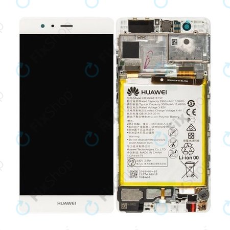 Huawei P9 - LCD Display + Touch Screen + Frame + Battery (White) - 02350RRY, 02350RKF Genuine Service Pack