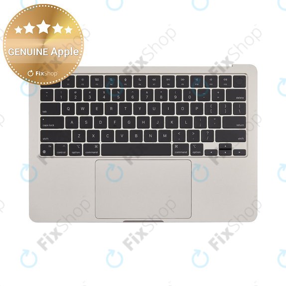 Top case keyboard frame for MacBook Air 13", A3113 (2024), with US keyboard and battery, Starlight, 661-40229, Genuine Apple