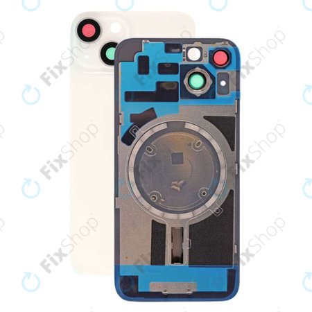 Apple iPhone 14 - Rear Housing Glass + Camera Lens + Metal Plate + Magsafe Magnets (Starlight)
