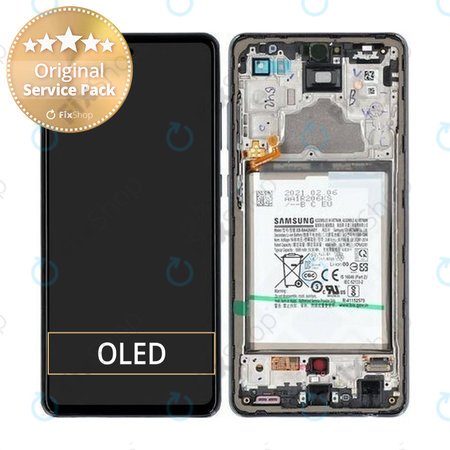 Samsung Galaxy A72 A725F, A726B - LCD Display + Touch Screen + Frame + Battery (Awesome Black) - GH82-25541A, GH82-25542A Genuine Service Pack