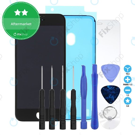 Display for iPhone 8, SE (2020), SE (2022), Black, Touch Screen with Frame, Adhesive, Tempered Glass, Toolkit