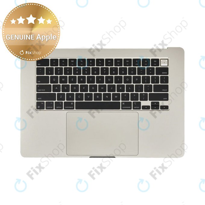 Top case keyboard frame for MacBook Air 15", A3114 (2024), with US keyboard and battery, Starlight, 661-40268, Genuine Apple