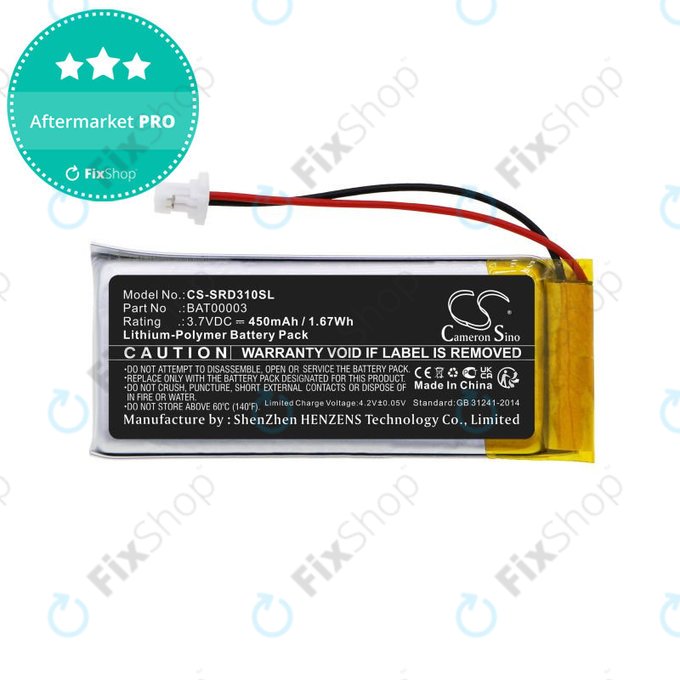 Battery for Cardo Q1, Q3, 450mAh, Li-Pol, 3.7V, BAT00003, HQ