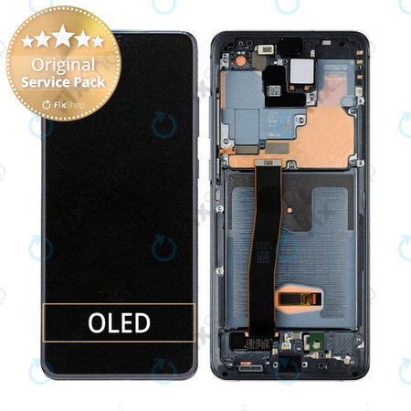 Samsung Galaxy S20 Ultra G988F - LCD Display + Touch Screen + Frame + Front Camera (Cosmic Black) - GH82-22271A, GH82-22327A Genuine Service Pack