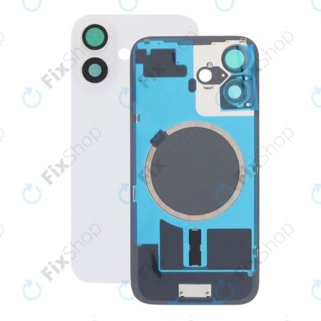 Apple iPhone 16 - Rear Housing Glass + Camera Lens + Metal Plate + Magsafe Magnet (White)