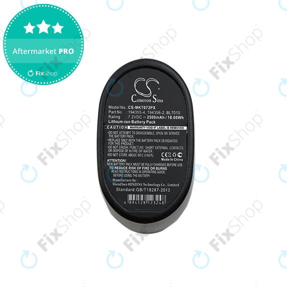Battery for Makita CL070, CL072, DF010, TD020, TD021, TD022, 2500mAh, Li-Ion, 7.2V, 194355-4, HQ
