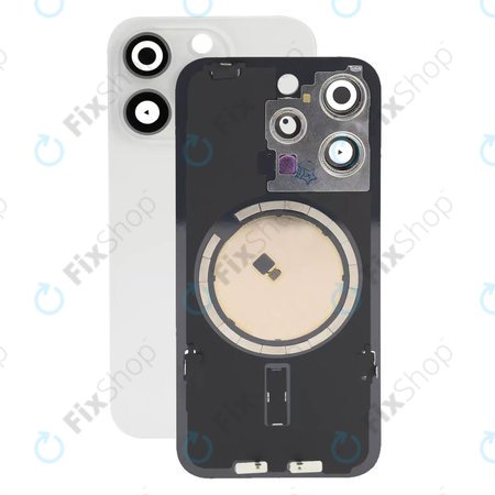 Apple iPhone 15 Pro - Rear Housing Glass + Camera Lens + Metal Plate + Magsafe Magnets (White Titanium)
