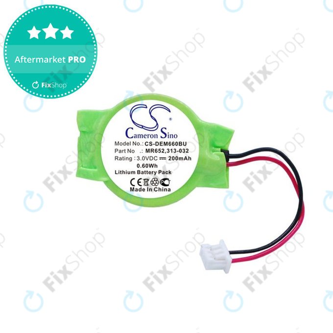 Backup battery for Dell Latitude E6320, 200mAh, Lithium, 3V, 077-A00, HQ