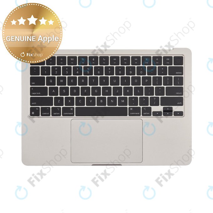 Top case keyboard frame for MacBook Air 13", A3113 (2024), with US keyboard and battery, Starlight, 661-40229, Genuine Apple