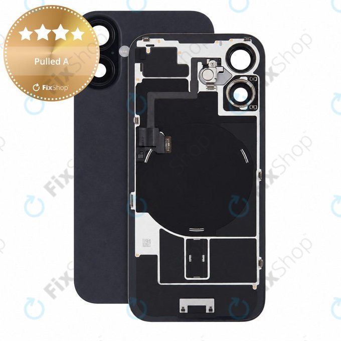Rear Housing Glass for iPhone 16, Black, Pulled A