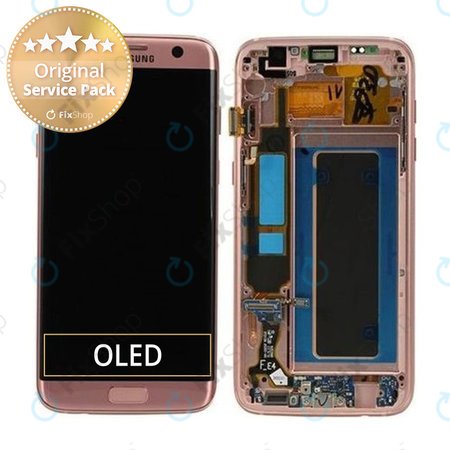 Samsung Galaxy S7 Edge G935F - LCD Display + Touch Screen + Frame (Pink Gold) - GH97-18533E, GH97-18594E, GH97-18767E Genuine Service Pack