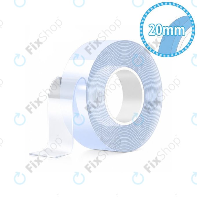 Double-sided waterproof adhesive tape, 20mm x 5m x 2mm, transparent