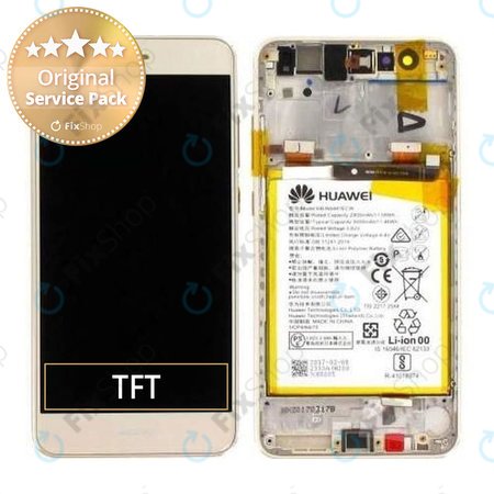 Huawei P10 Lite - LCD Display + Touch Screen + Frame + Battery (Platinum Gold) - 02351FSN Genuine Service Pack