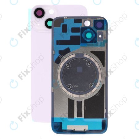 Apple iPhone 14 - Rear Housing Glass + Camera Lens + Metal Plate + Magsafe Magnets (Purple)