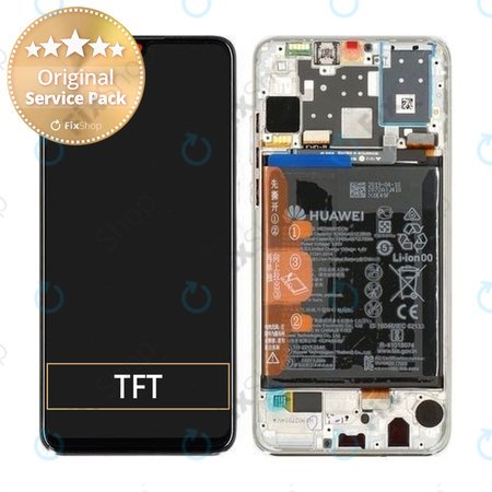 Huawei P30 Lite - LCD Display + Touch Screen + Frame + Battery (Pearl White) - 02352RQC Genuine Service Pack