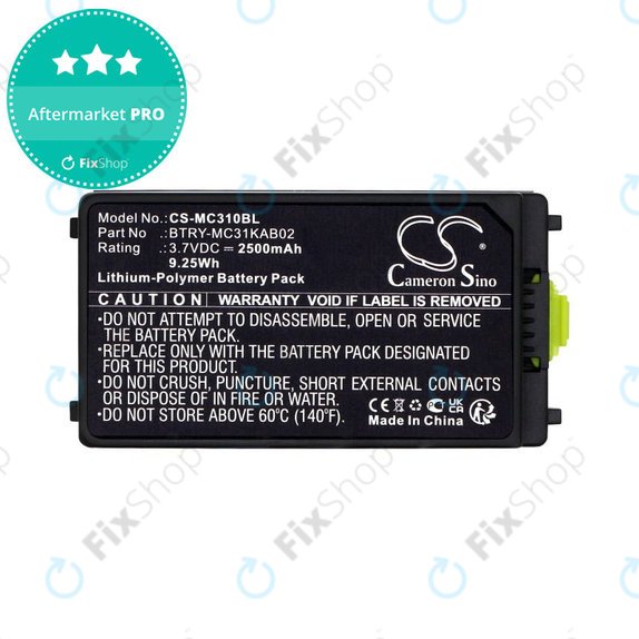 Battery for Symbol, Zebra MC3100, MC3190, 2500mAh, Li-Pol, 3.7V, BTRY-MC31KAB02, HQ
