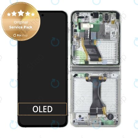 Samsung Galaxy Z Flip 5 F731B - LCD Display + Touch Screen + Frame (Cream) - GH82-31827B Genuine Service Pack