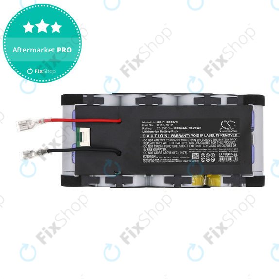 Battery for Philips Aqua Plus 8000, XC8349/01, XW8122/82, 3900mAh, Li-Ion, 25.2V, D116-7S1P, HQ