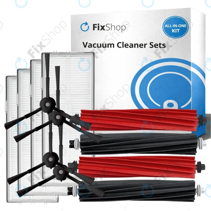 Replacement set for Xiaomi Roborock S8, S8+, S8 Pro Ultra (2 pairs of Main brushes, 4x Filter, 4x Side brush - Black)