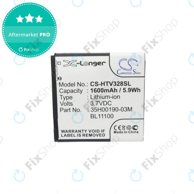 Battery for HTC Desire X, Desire V, 1600mAh, Li-Ion, 3.7V, 35H00190-03M, HQ
