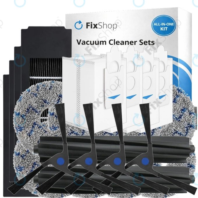 Replacement set for Ecovacs Deebot X2 Omni (2x Main brush, 4x Filter, 4x Side brush, 8x Mop cloth, 4x Dust bag)