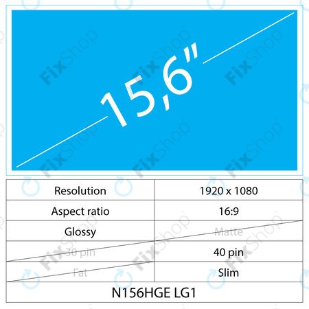 15.6 LCD Slim Glossy 40 pin Full HD