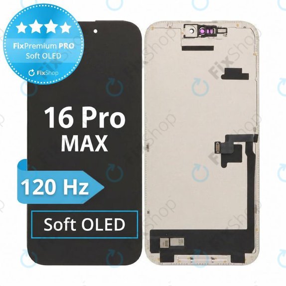 Display Soft OLED 120Hz for iPhone 16 Pro Max, Touch Screen with Frame, FixPremium PRO