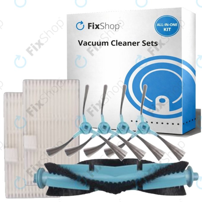 Replacement set for Tesla IQ400, IQ400 Plus, Sencor 6485BK (1x Main brush, 2x Filter, 4x Side brush)