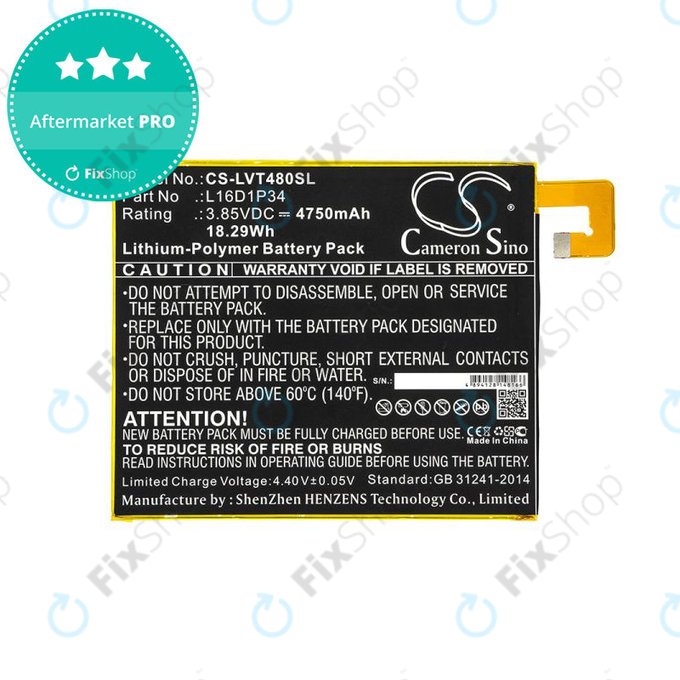 Battery for Lenovo Tab4 8, 4750mAh, Li-Pol, 3.85V, L16D1P34, HQ